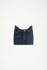 The Curved Denim Mini Skirt