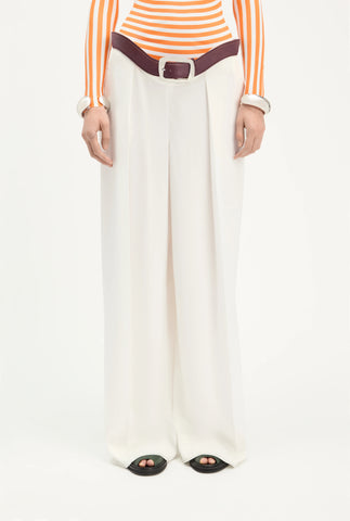 The White Curved Suit Pants