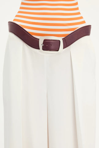 The White Curved Suit Pants