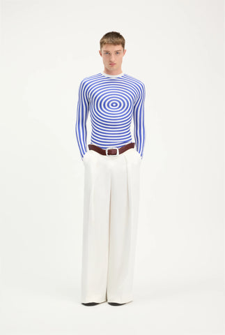 The White Curved Suit Pants