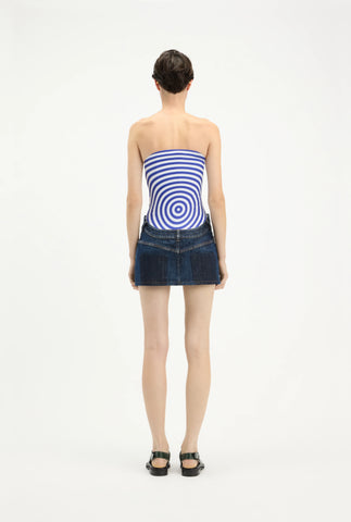 The Curved Denim Mini Skirt