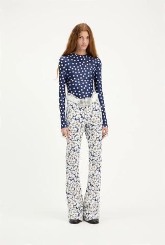 The Curved Denim Flower Jeans